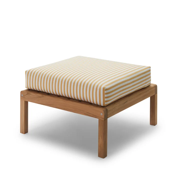 Fritz Hansen - Skagerak Virkelyst Pouf, Teak / goldgelb gestreift (Limited Edition)