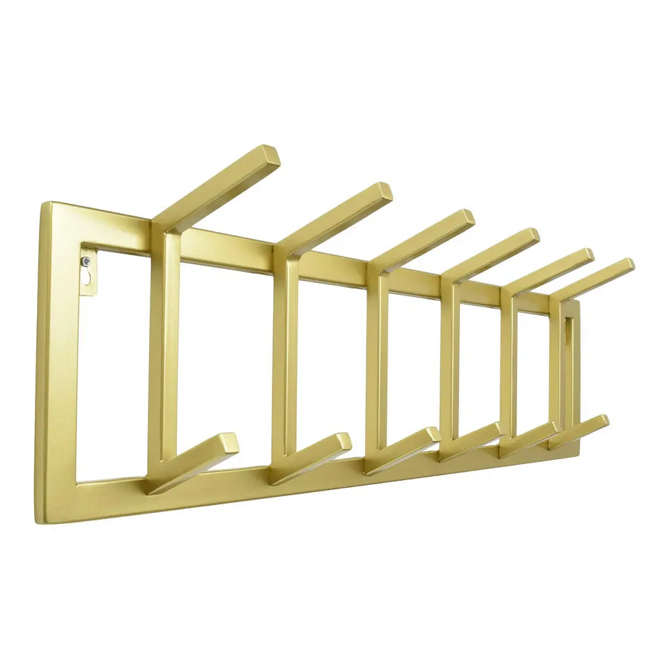 LOFT42 Kapstok Jaimy Single - Goud – Metaal – 6 dubbele haken - 80x24x12
