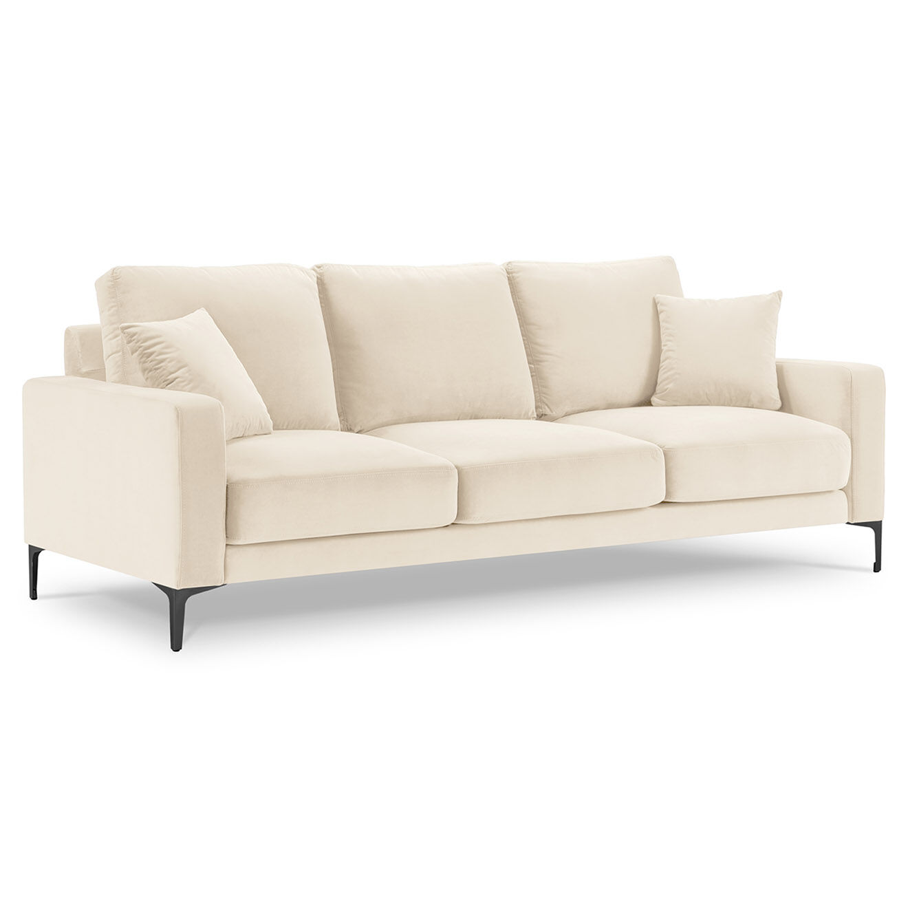 Mazzini Sofas Canapé Velours Venus 3 Places beige clair - 220x92x90 cm