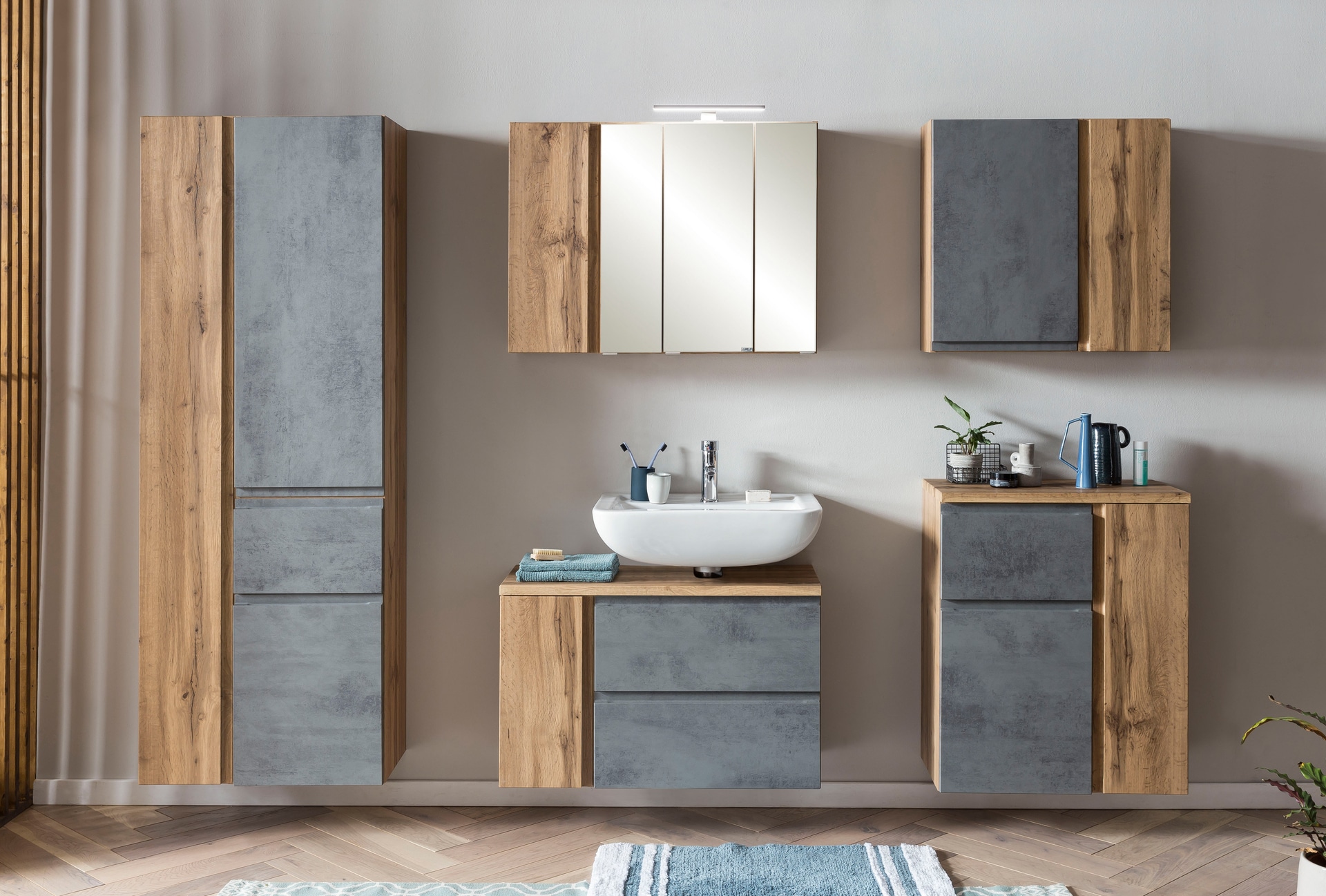 Bad-Waschbeckenunterschrank GENT hellgrau 85cm