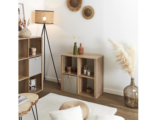 THE HOME DECO FACTORY - Etagère de rangement 4 cases saulk - marron