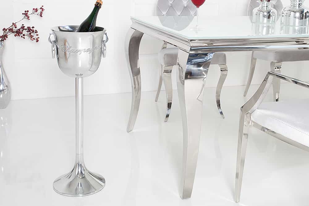 Eleganter Sektkühler CHAMPAGNE 75cm silber poliert Flaschenkühler
