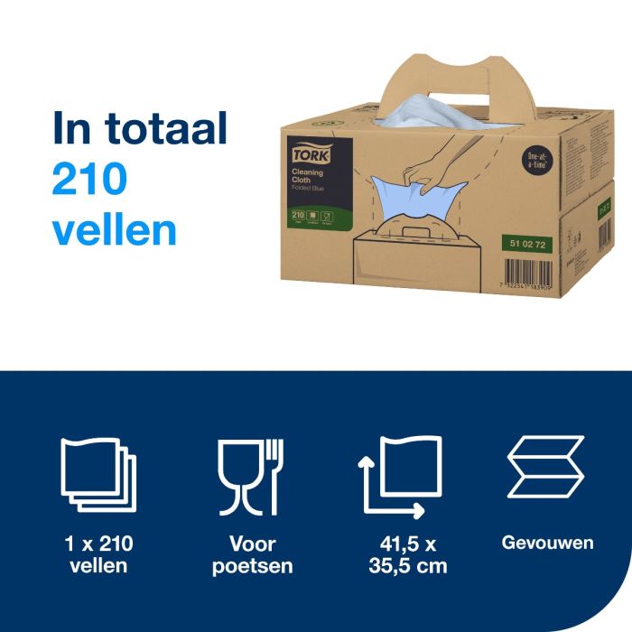 Tork 510272 Multifunctionele Reinigingsdoek 1lgs blauw 210 stuks (510272)