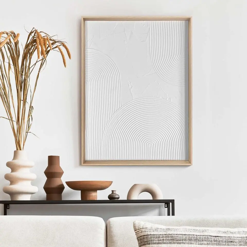 Schilderij 3D Art Thin Comb - 40x30cm - Wit