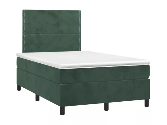 Sommier tapissier matelas et LED Vert foncé 120x200 cm Velours