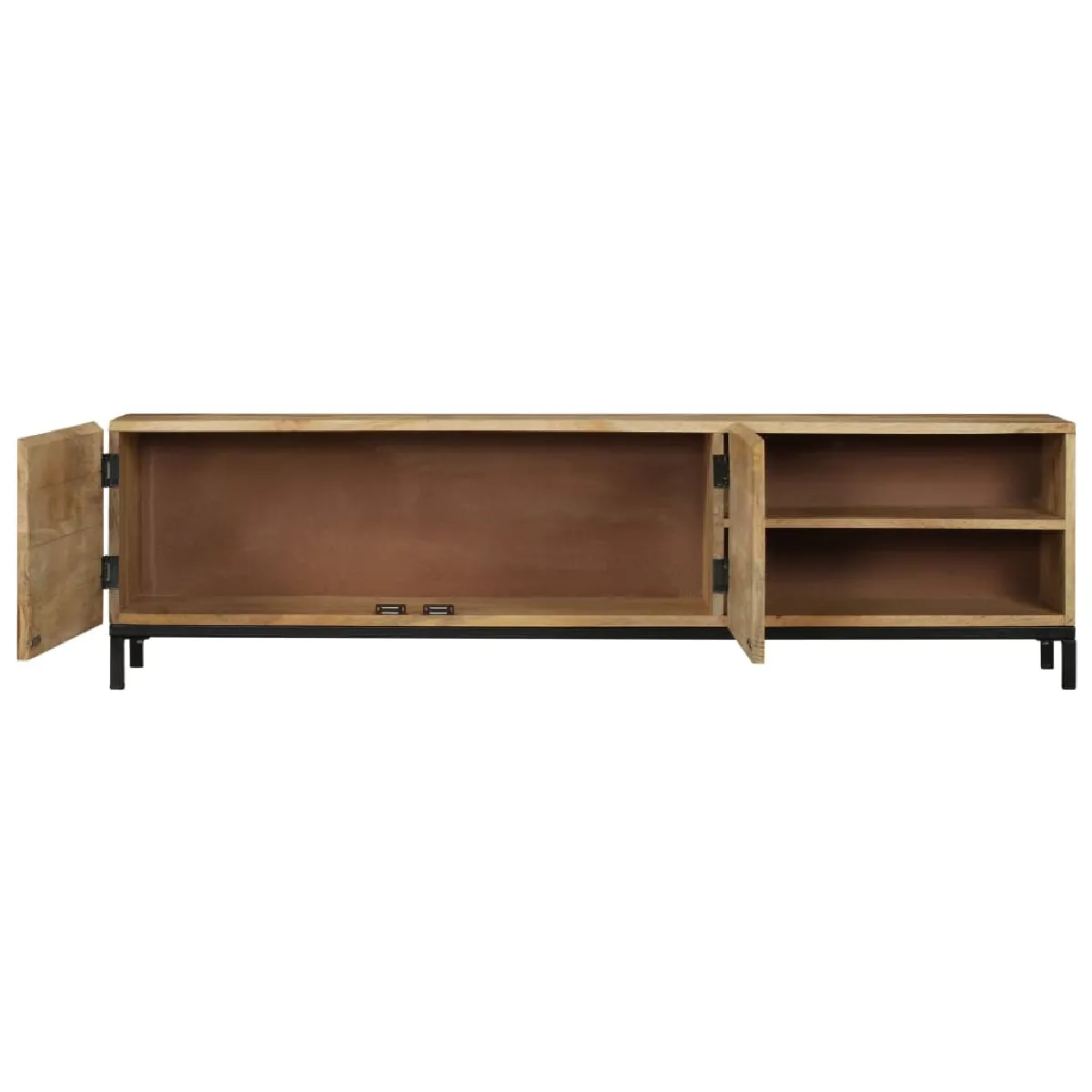 Helloshop26 Meuble TV Bois Massif - Manguier/Acier 145 cm