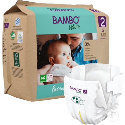 Bambo Nature Couches Bébé Taille 2 3 À 6kg Sachets En Papier 30 Pièces