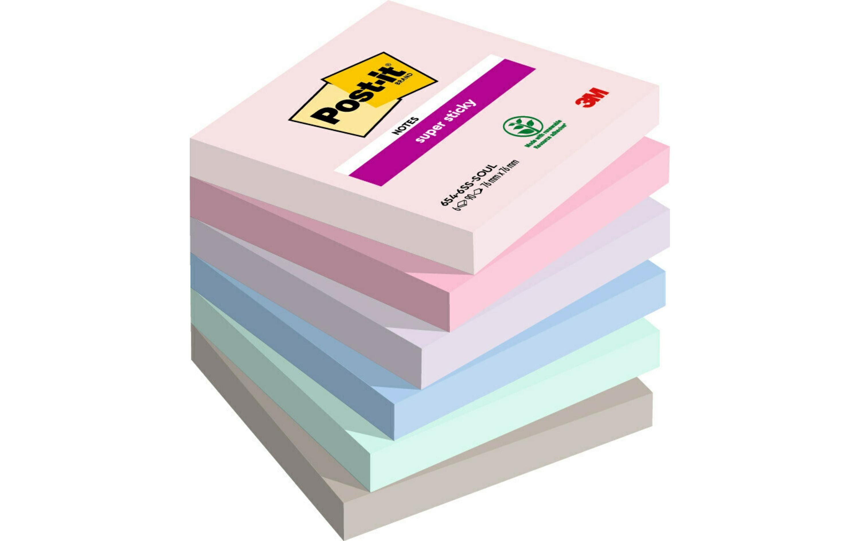 Notizzettel Super Sticky Soulful Collection, 76 mm x 76 mmPost-it Super Sticky Notes je 90 Blätter