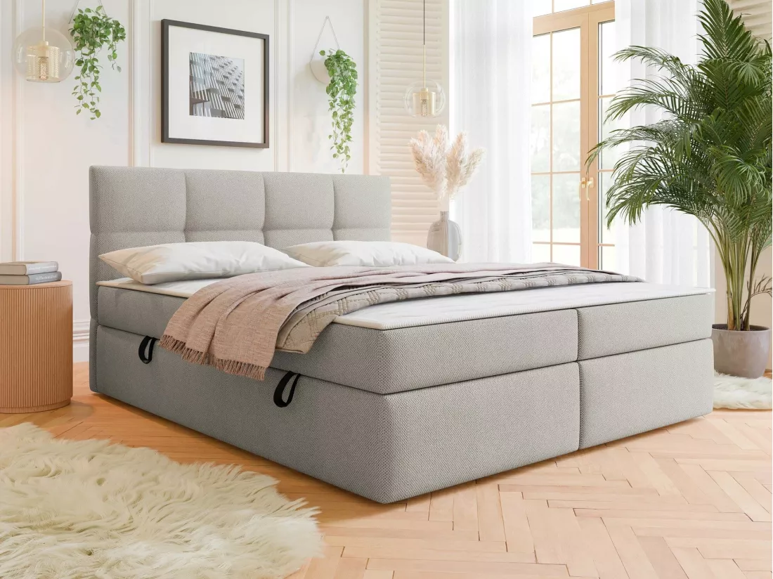 Lit continental ComfiDream 187, Double, Continental, Brun clair, 140x200, Tapisserie,