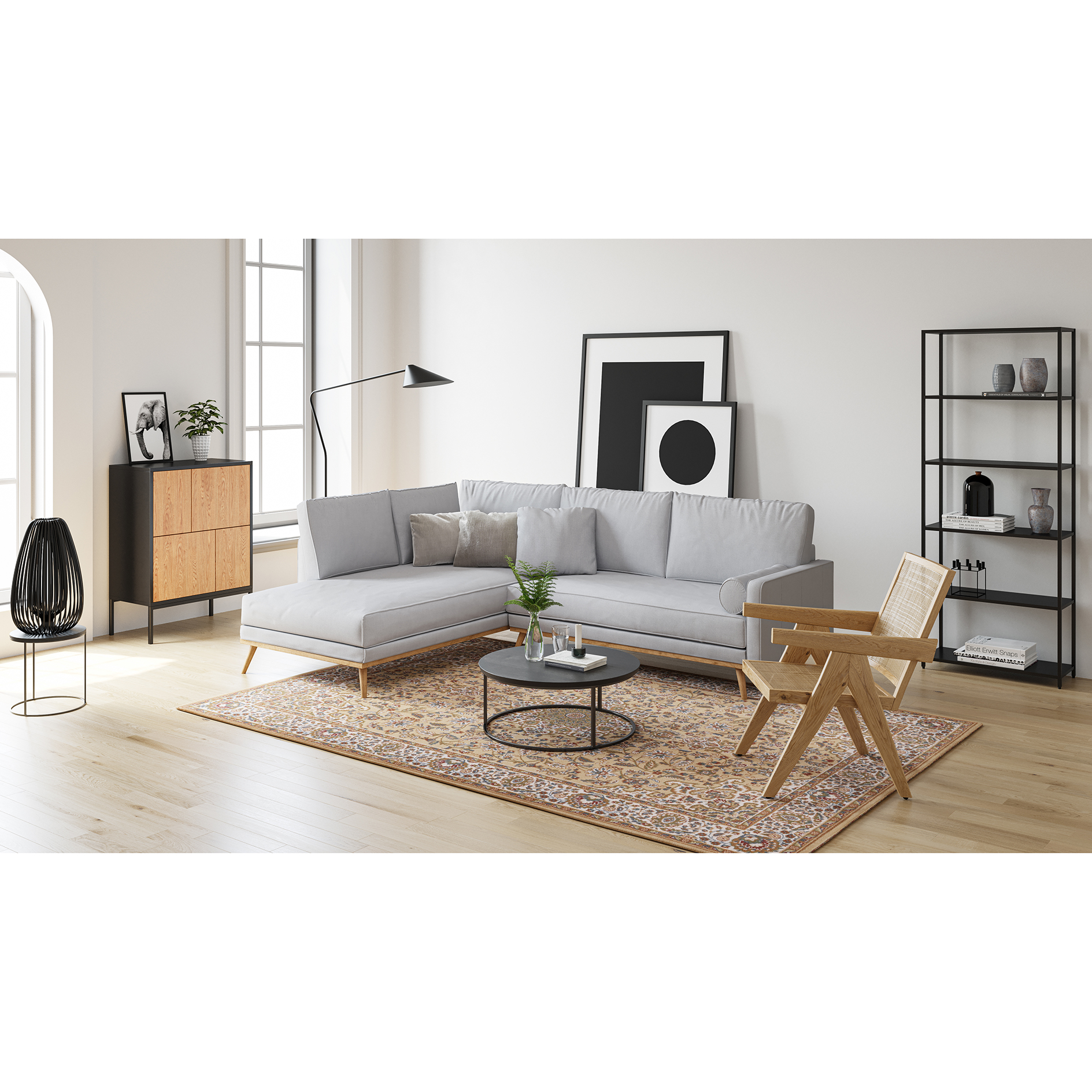 Orient-Teppich DOLNA - sand - Schurwolle - Ø 133 cm