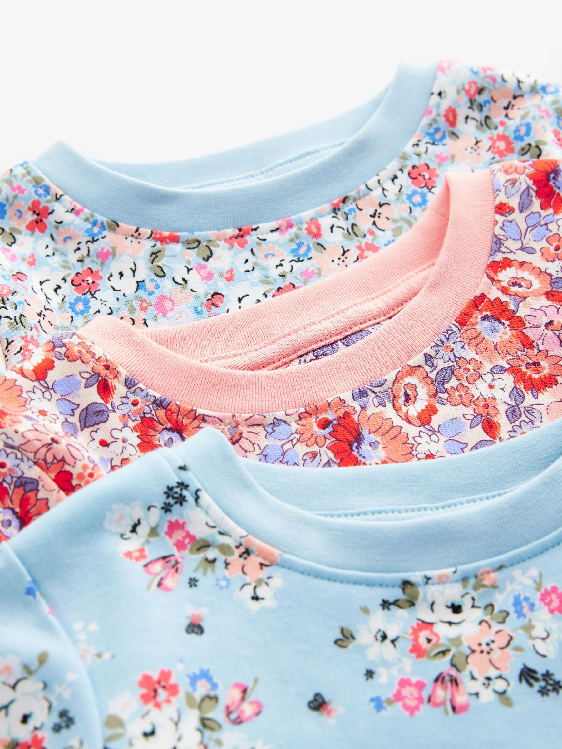 Blauw-rood gebloemd - Set van 3 pyjama's met bloemenprint
