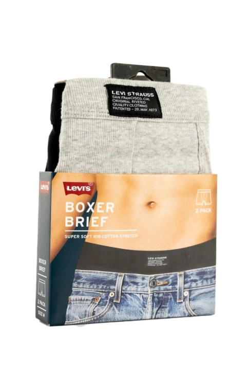 calecons et slips levi's® rib boxer brief 2p 002 light grey mélange / black