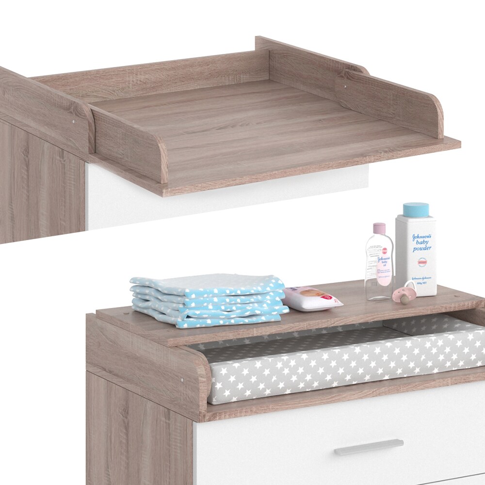 Vicco Wickeltisch Wickelkommode Wickelschrank Lena Weiß Sonoma Wickelaufsatz Schublade