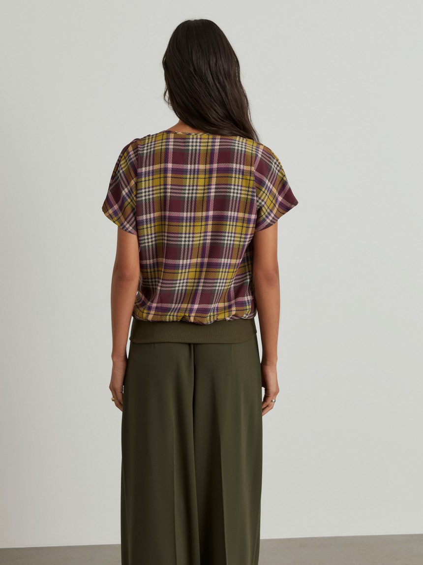 Blusa manga curta tartan