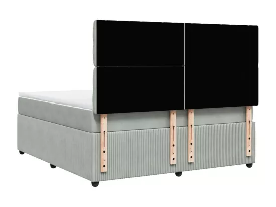 Sommier à lattes de lit et matelas Gris clair 180x200cm Velours