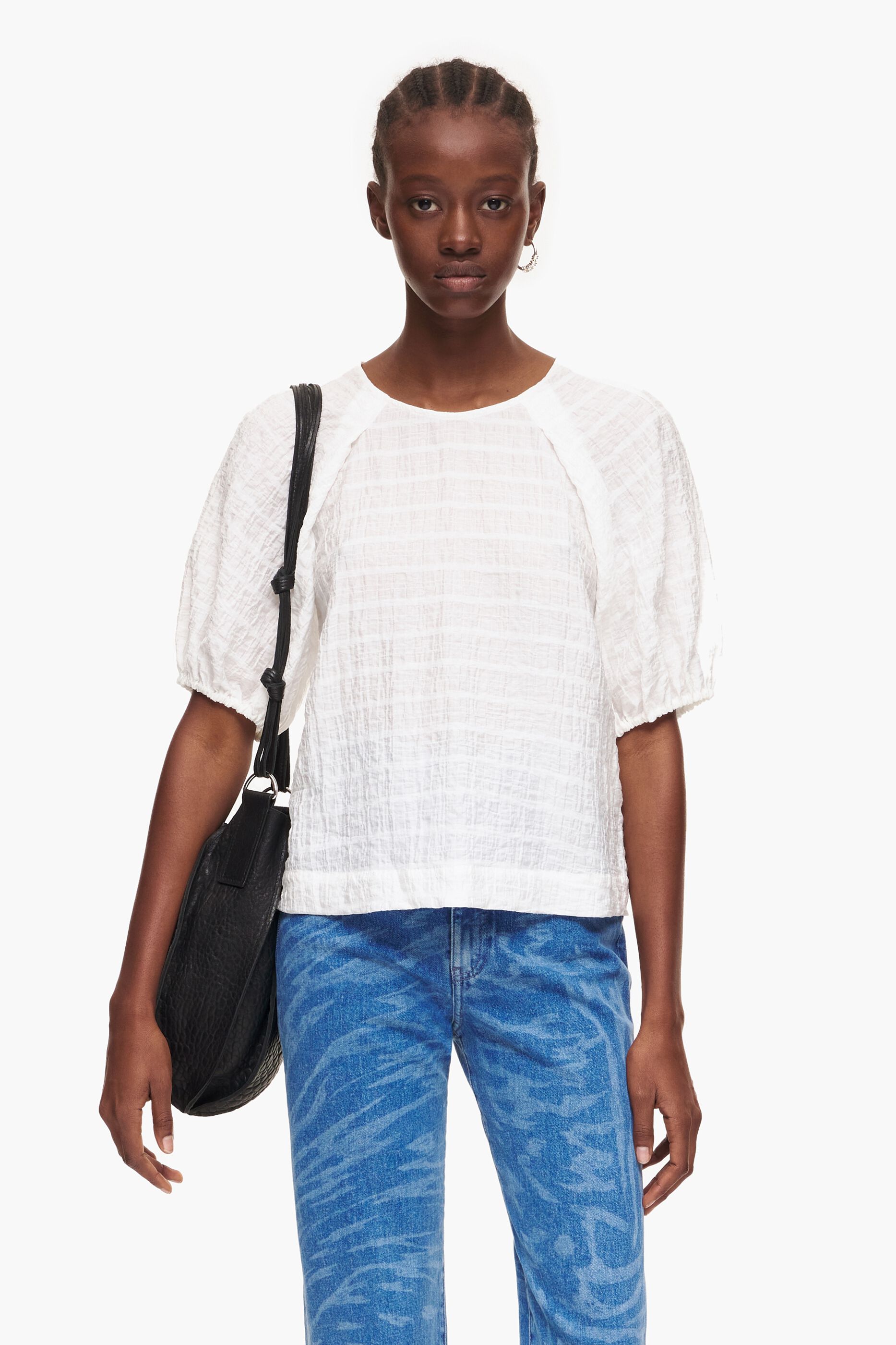 Blusa curta cor marfim
