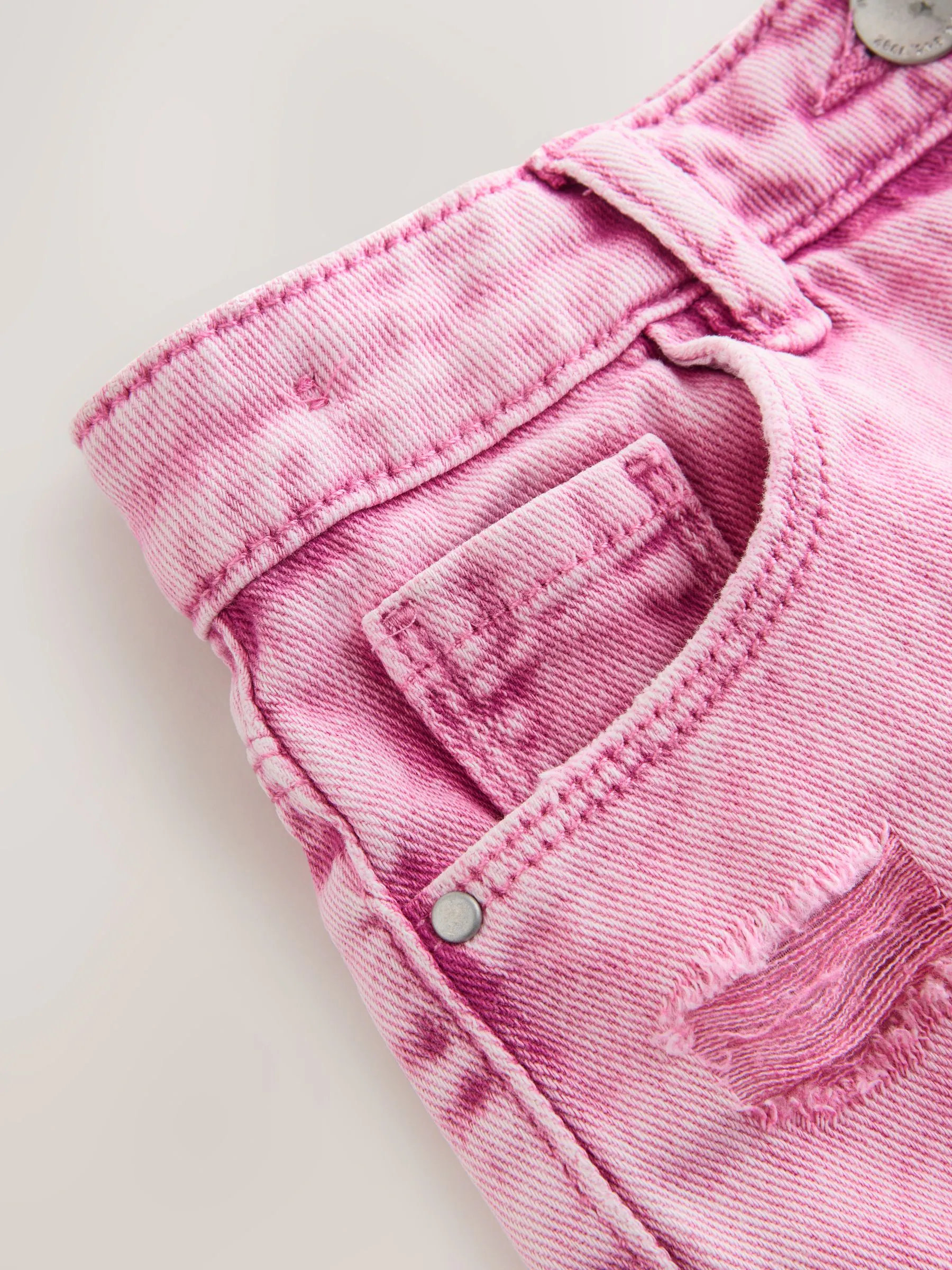 Roze - 100% katoenen shorts met gerafelde rand (3-16jr)