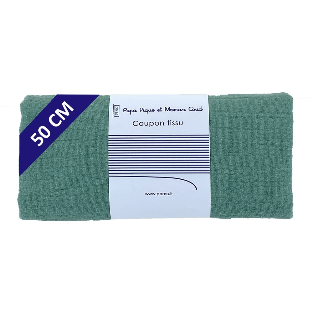 Coupon Tissu 50 Cm Gaze Vert Sauge