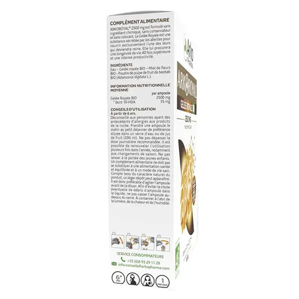 Arkopharma Arkoroyal Tesouro da Colmeia Geleia Real 2500mg Orgânica 20 ampolas