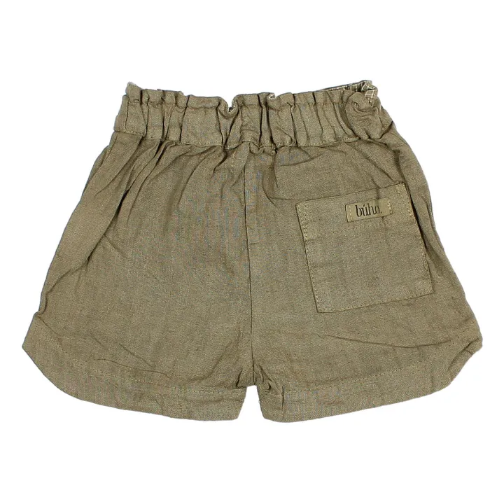 Búho Short Uni Lin Bébé | Vert kaki