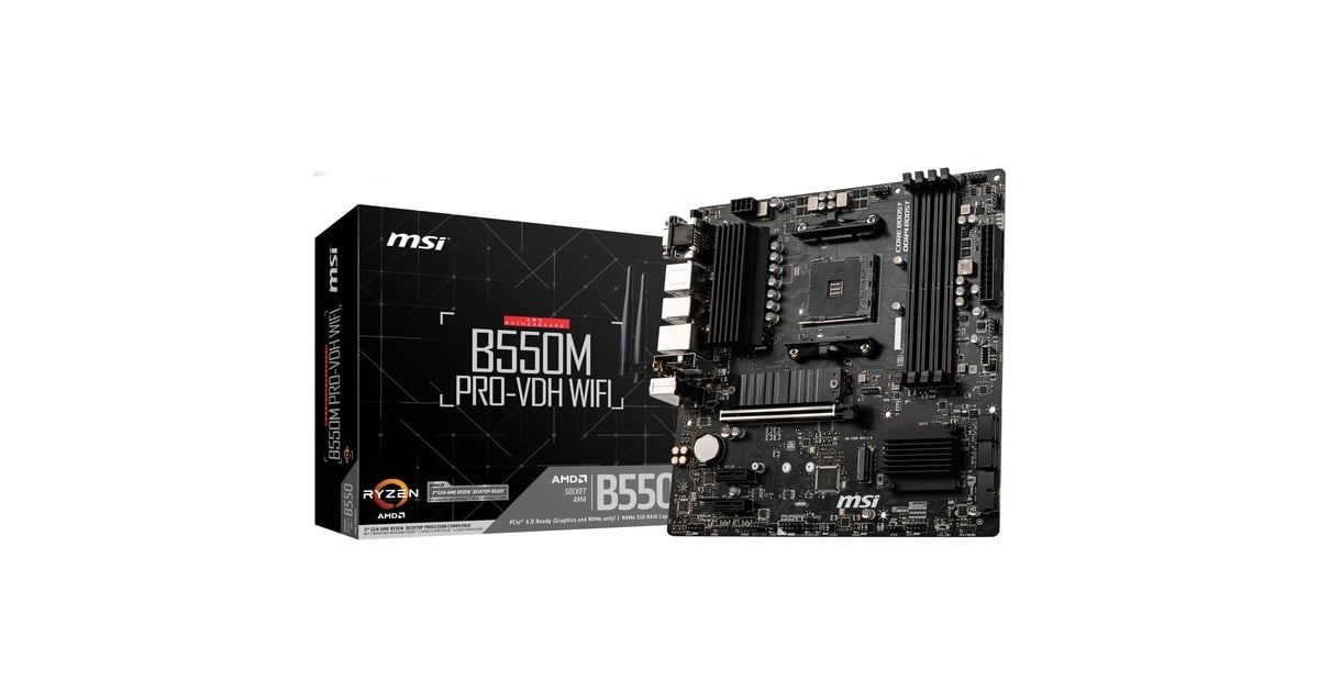 MSIB550M PRO-VDH WIFI socket AM4 moederbord  (Zwart, RAID, Gb-LAN, WiFi, BT, Sound, µATX)