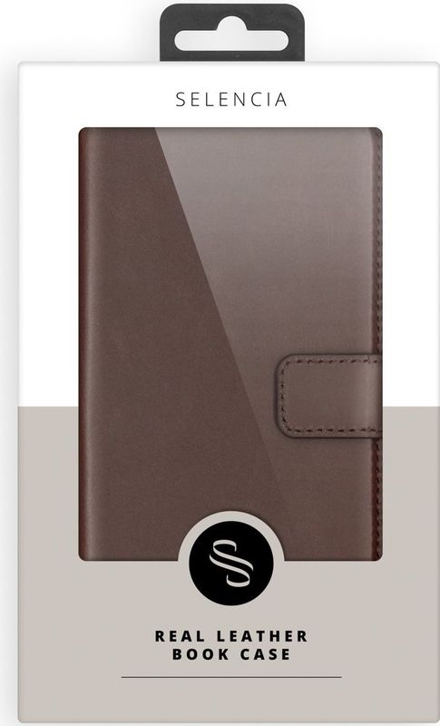 Selencia Echt Leren Bookcase voor de Apple iPhone 16 Pro Max - Bruin