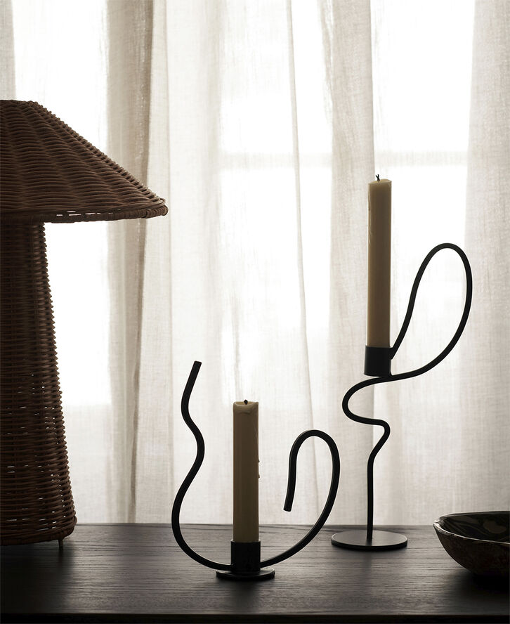 ferm LIVING Valse Candle Holder - Low - Black Black