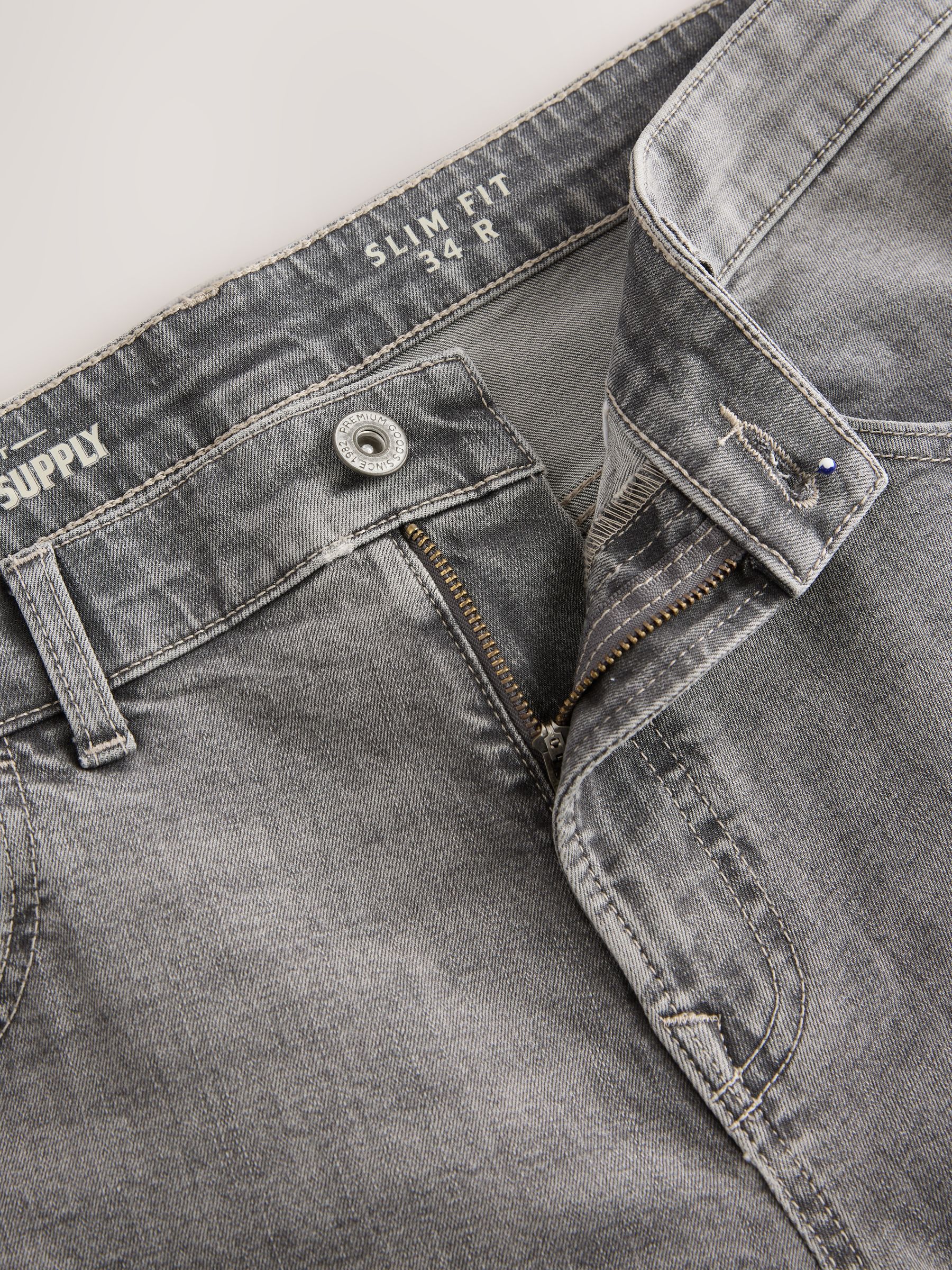 Mediumgrijs - Enkele - Slim fit klassieke stretchy jeans