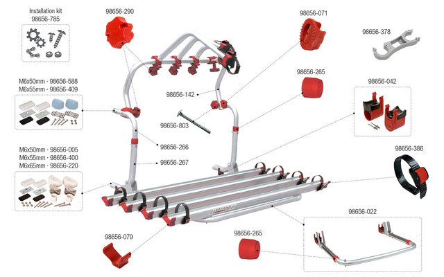 Fiamma Montagesatz für Carry Bike L80 Fiamma Artikelnummer 98656-785