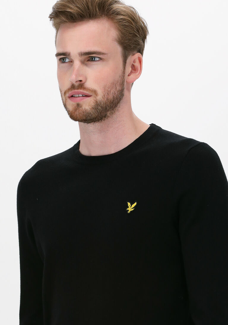 LYLE & SCOTT zwarte lyle & scott trui crew neck cotton merino jumper