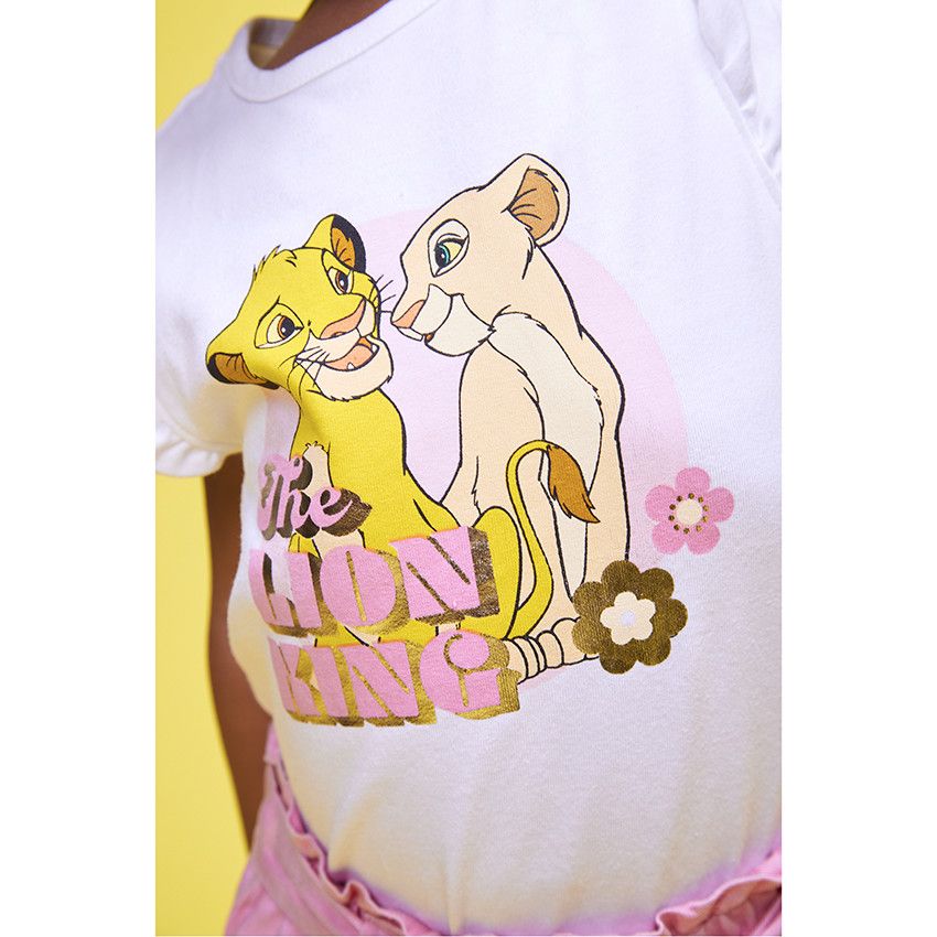 T-shirt manches courtes print Le Roi Lion Disney pour bébé fille - Blanc