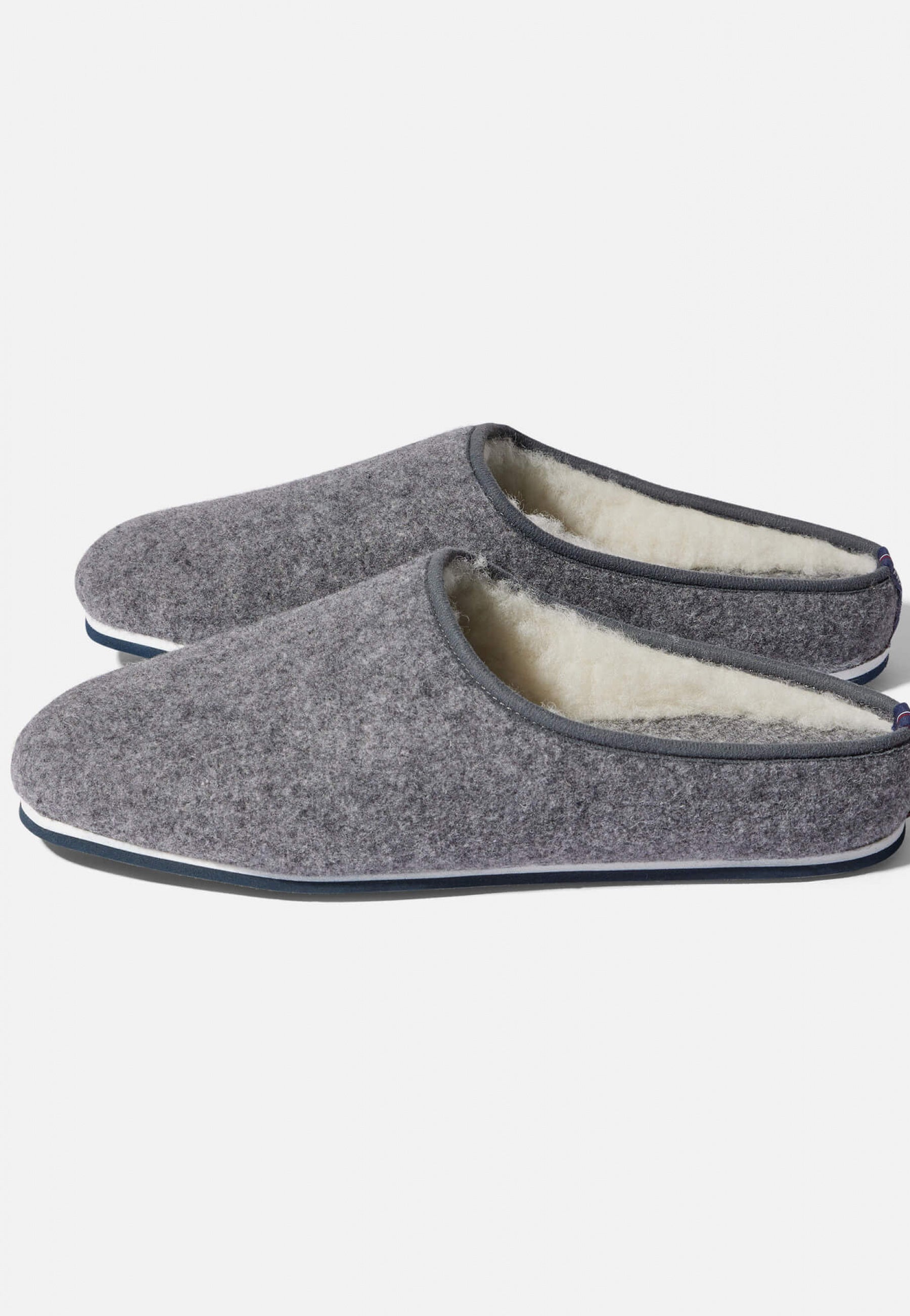 Chaussons d'intérieur en laine-Claude Gris Chiné