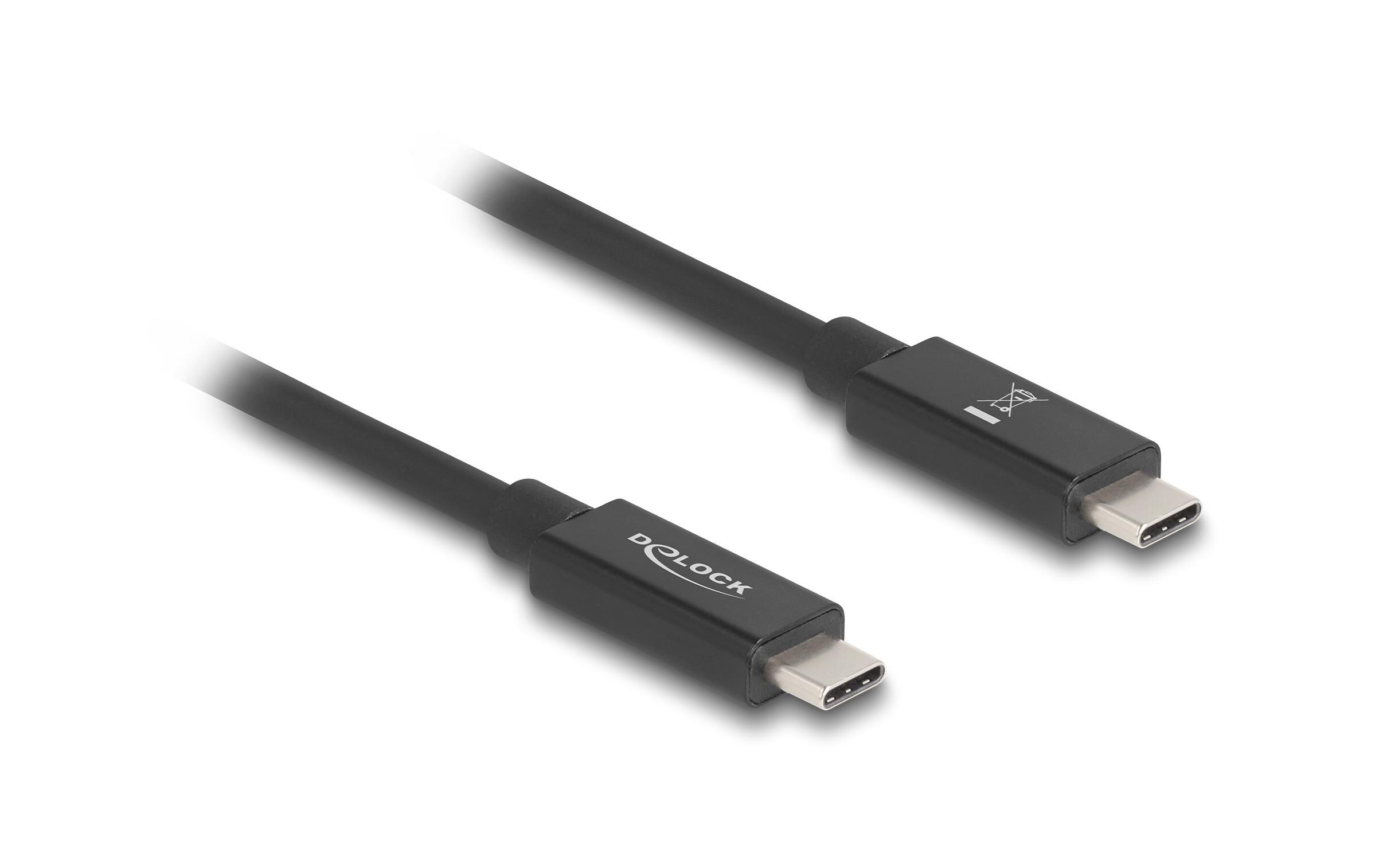 USB4-Kabel 80 Gbps PD 3.1, 240W, 16K 60 Hz USB - USB 0.5 mDelock USB 80 Gbps Kabel USB Type-C Stecker zu Stecker 16K 60 Hz PD 3.1 240 W E-Marker koaxial 0.5 m Schwarz