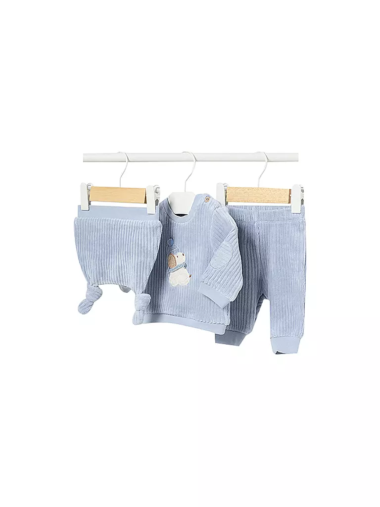 MAYORAL Baby Set Mütze, Pullover, Hose 3-teilig   hellblau
