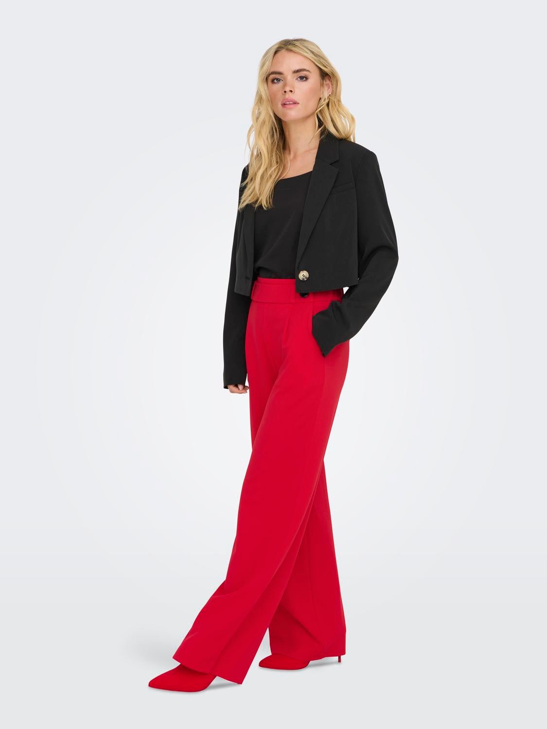JDYGEGGO Mittlere Taille Weiter Beinschnitt Hose mit weitem Beinschnitt Ski Patrol