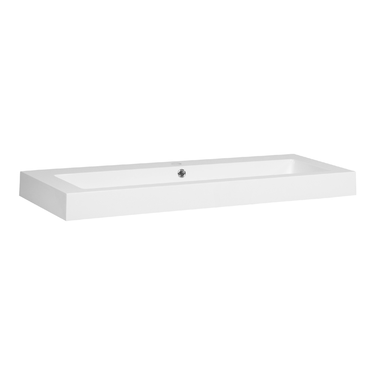 Brauer Solar Thick wastafel mineraalmarmer 120cm met 1 kraangat wit glans