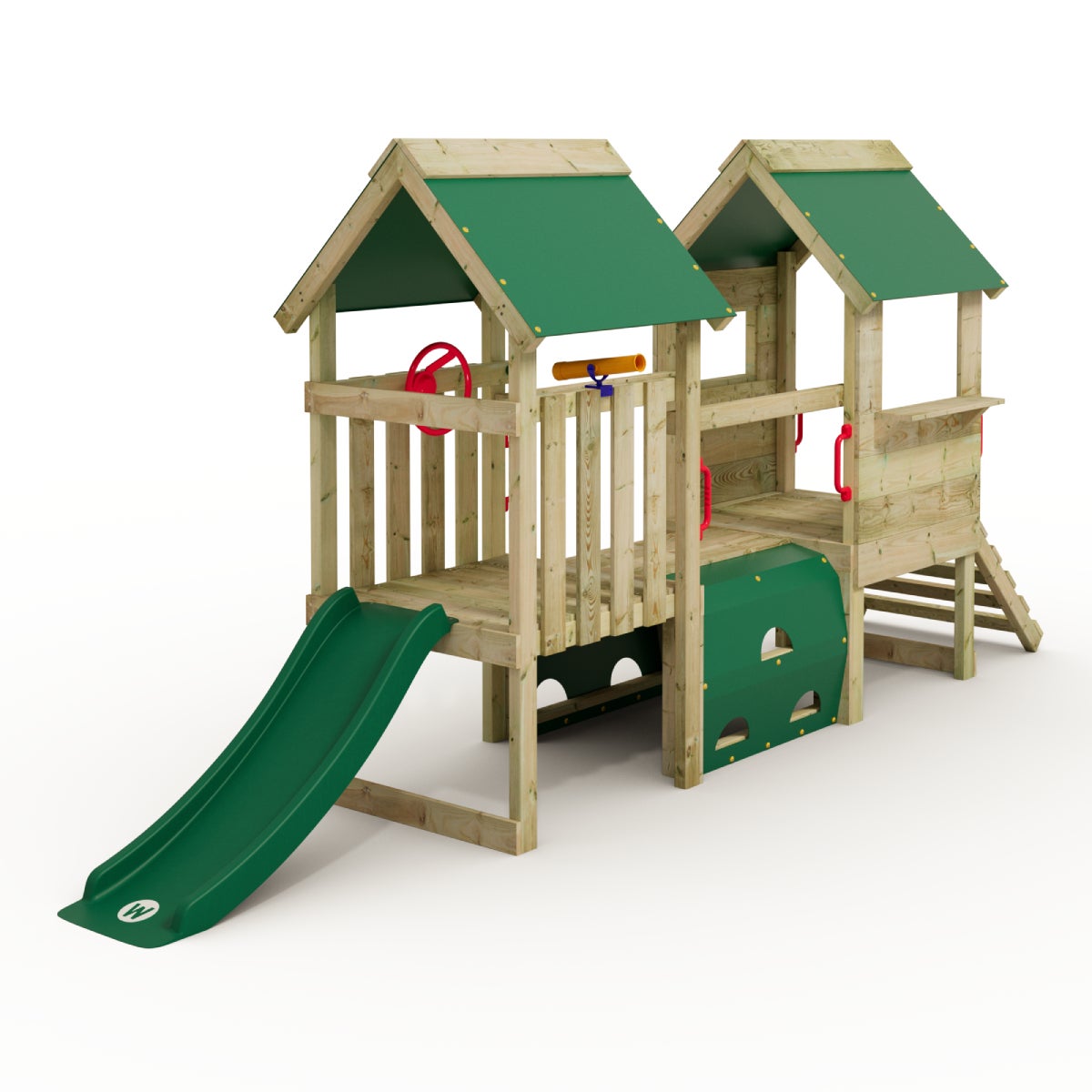 WICKEY Peuter Klimtoren Mijn Eerste Speeltuin 2 met Glijbaan - Groen