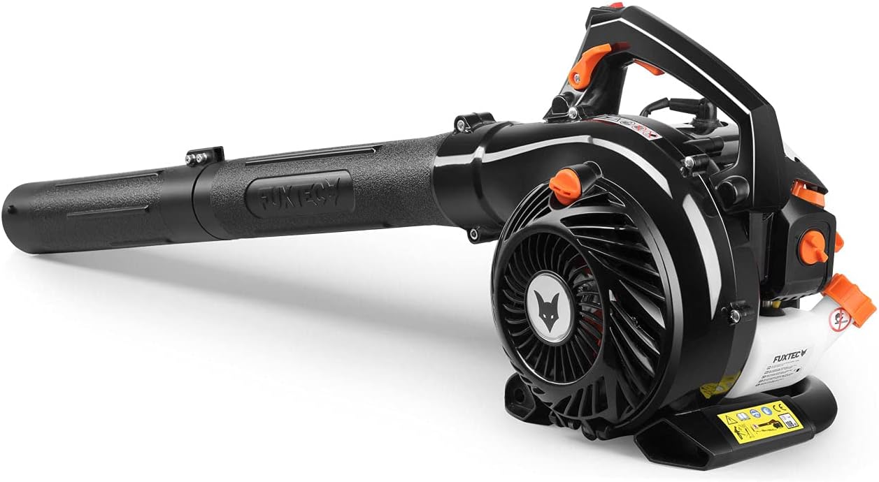 FUXTEC Profi Benzin Laubsauger FX-LBS126P – Laubbläser & Häcksler mit Blasrohr – Saugrohr & 60L Fangsack – Anti-Vibrations-Funktion – Blasgeschwindigkeit 62,7 m/s