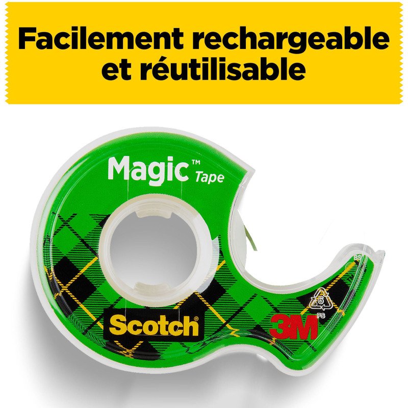 Pack 3 rubans adhésifs Scotch Magic + 1 dévidoir offert