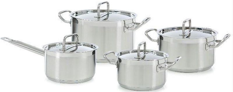 BKPrecision - 4-delige Set met Deksel - Pan Zilver - Roestvrij Staal