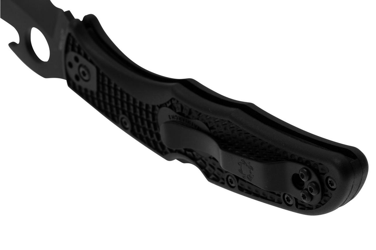 Spyderco Matriarch 2 Emerson Opener Black C12SBBK2W Black FRN, serrated zakmes