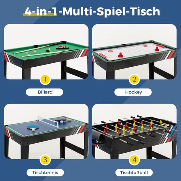 4 i 1 multi-spill bord med bordfotball og biljard biljard og air hockey og bordtennis arkadespillsett