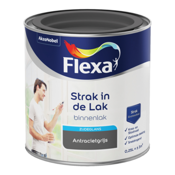 Flexa Strak in de Lak binnenlak zijdeglans antracietgrijs 250 ml