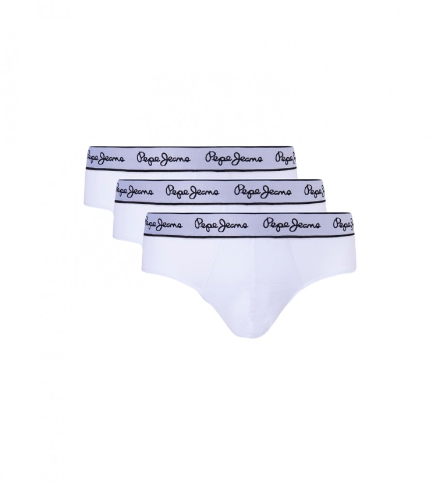 Cuecas Pepe Jeans Classic, pacote com 3 unidades, brancas.