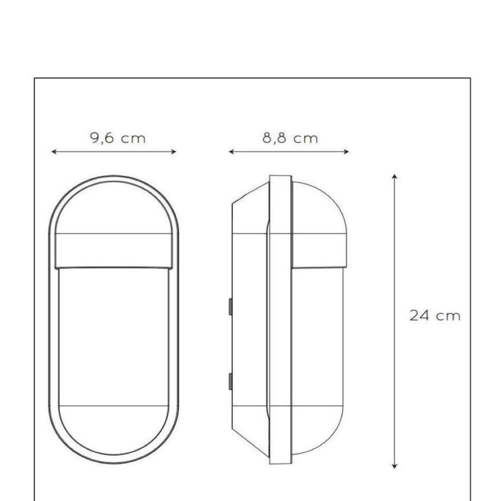 Capsule wandlamp in zwart E27 IP65