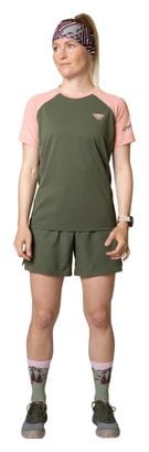 Maillot manches courtes Dynafit Alpine Pro Kaki/Rose Femme