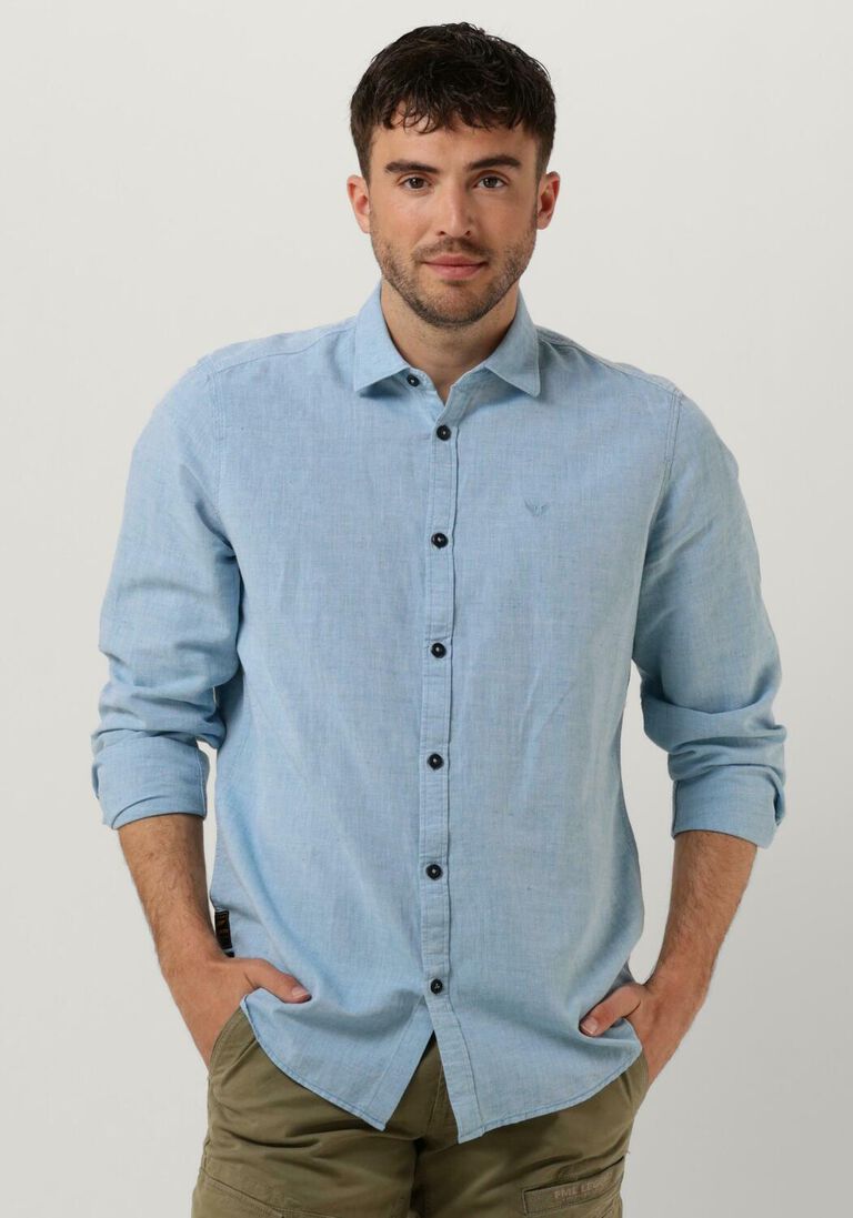 PME LEGEND lichtblauwe pme legend casual overhemd long sleeve shirt ctn/linen 2 tone