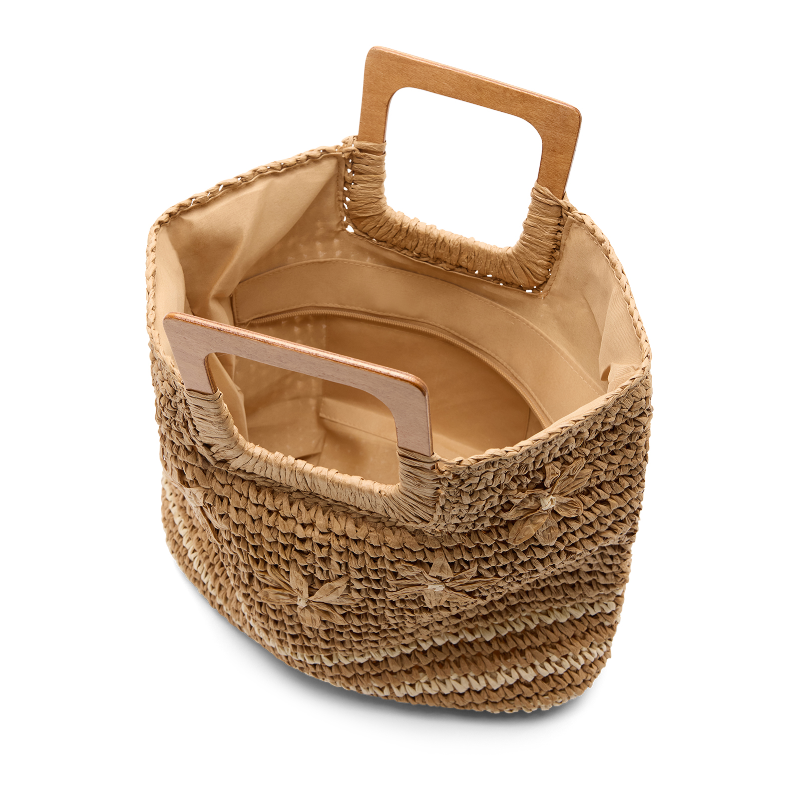 Beige raffia handtas