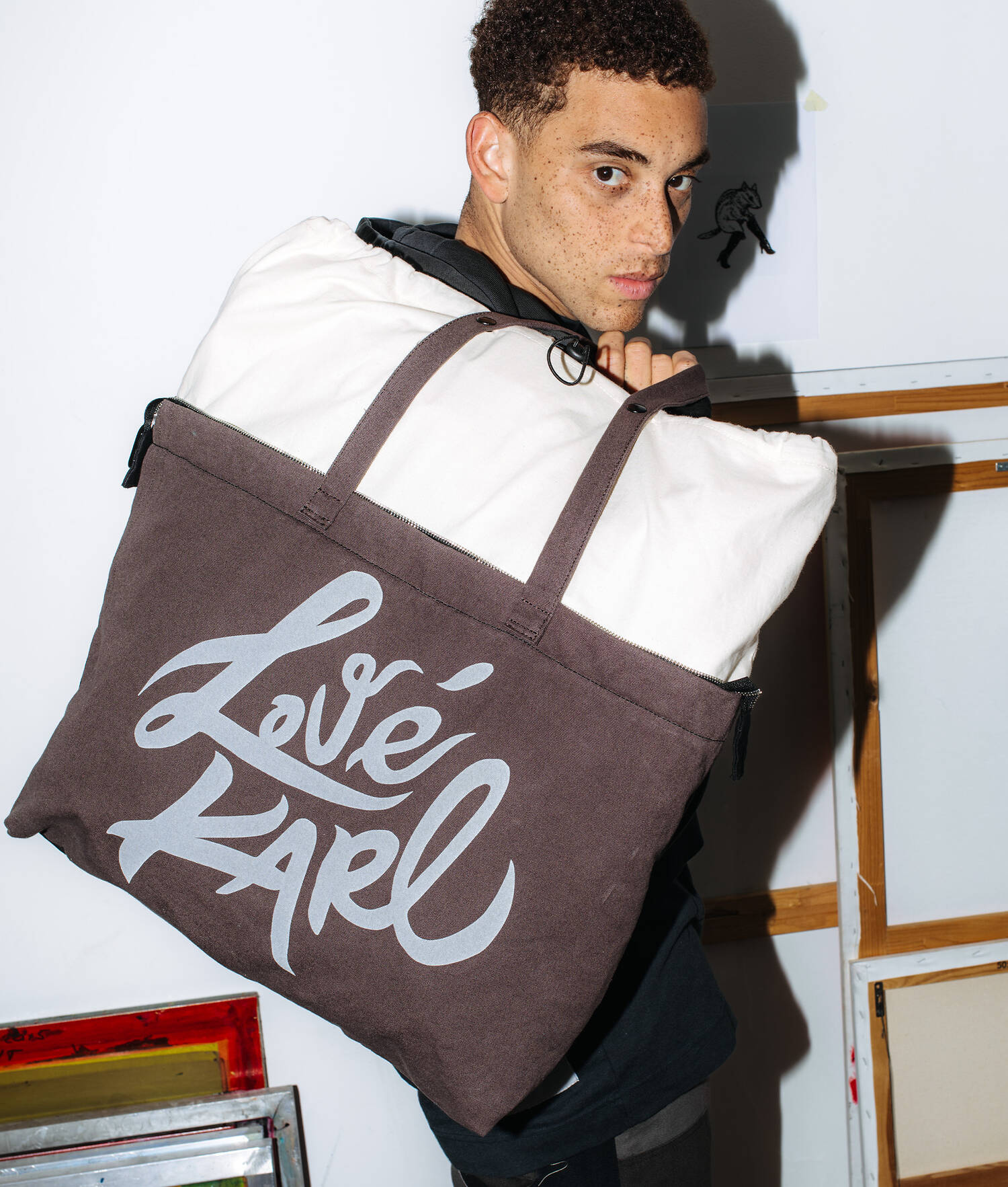 SAC SHOPPER KLJ X ATELIER RESERVÉ - Noir lavé