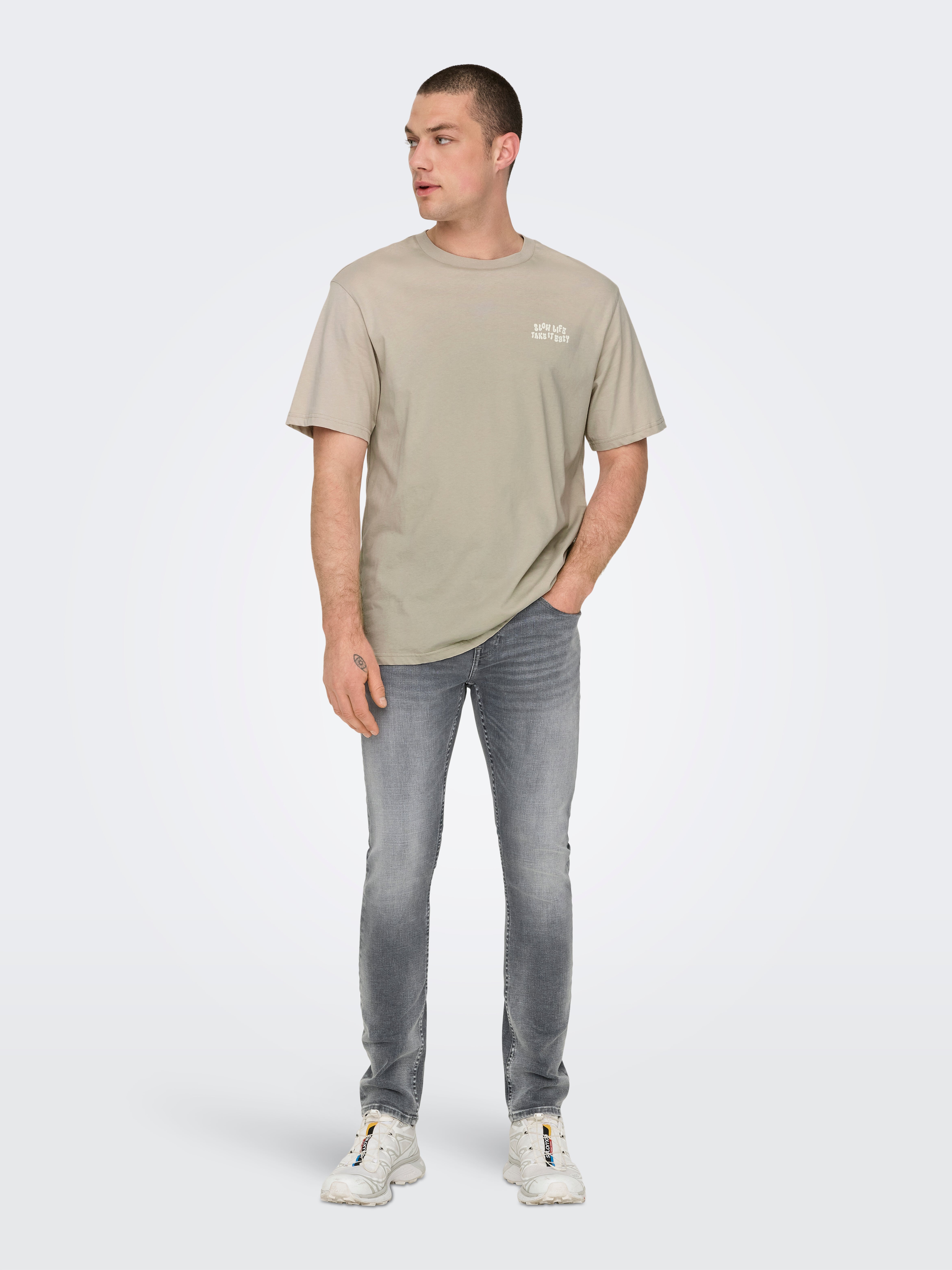 ONSLOOM Niedrige Taille Slim Fit Jeans Medium Grey Denim